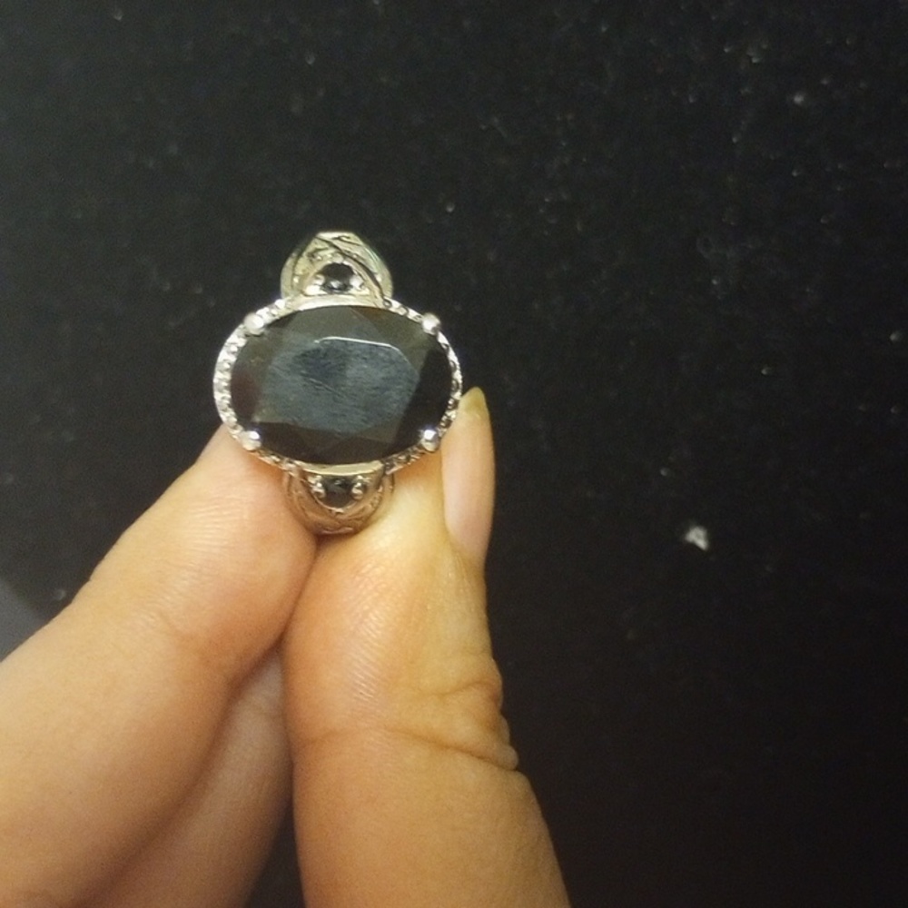 Australian Black Tourmaline and Thai Black Spinel Ring Size 7 & 8